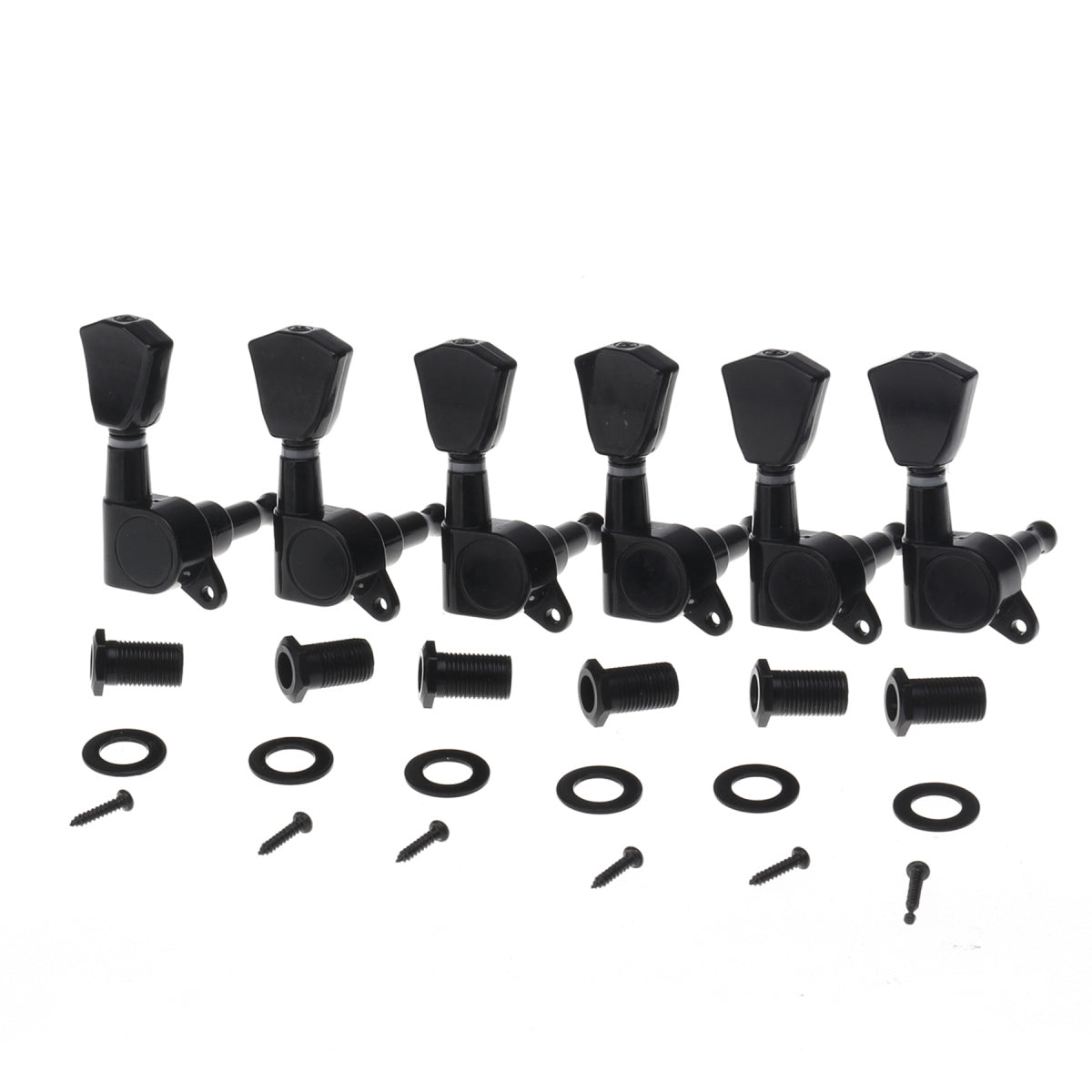 Musiclily Pro 6 in Line Guitar Sealed Tuners Tuning Keys Pegs Machine Heads Set for Fender Stratocaster Telecaster , Tulip Button Black