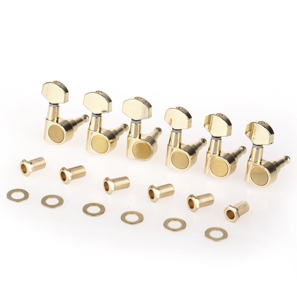 Musiclily Pro 6 in Line Sealed Dual Pin Guitar Tuners Tuning Pegs Keys Machine Heads Set for Squier Strat, Gold