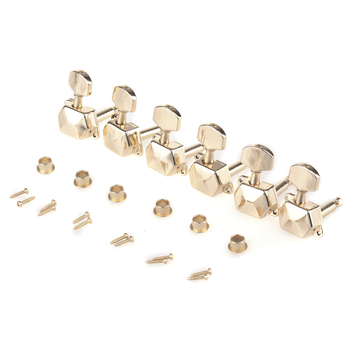 Musiclily Pro 6 in Line Guitar Semi Closed Tuners Machine Heads Tuning Pegs Keys Set for Electric Guitar, Gold