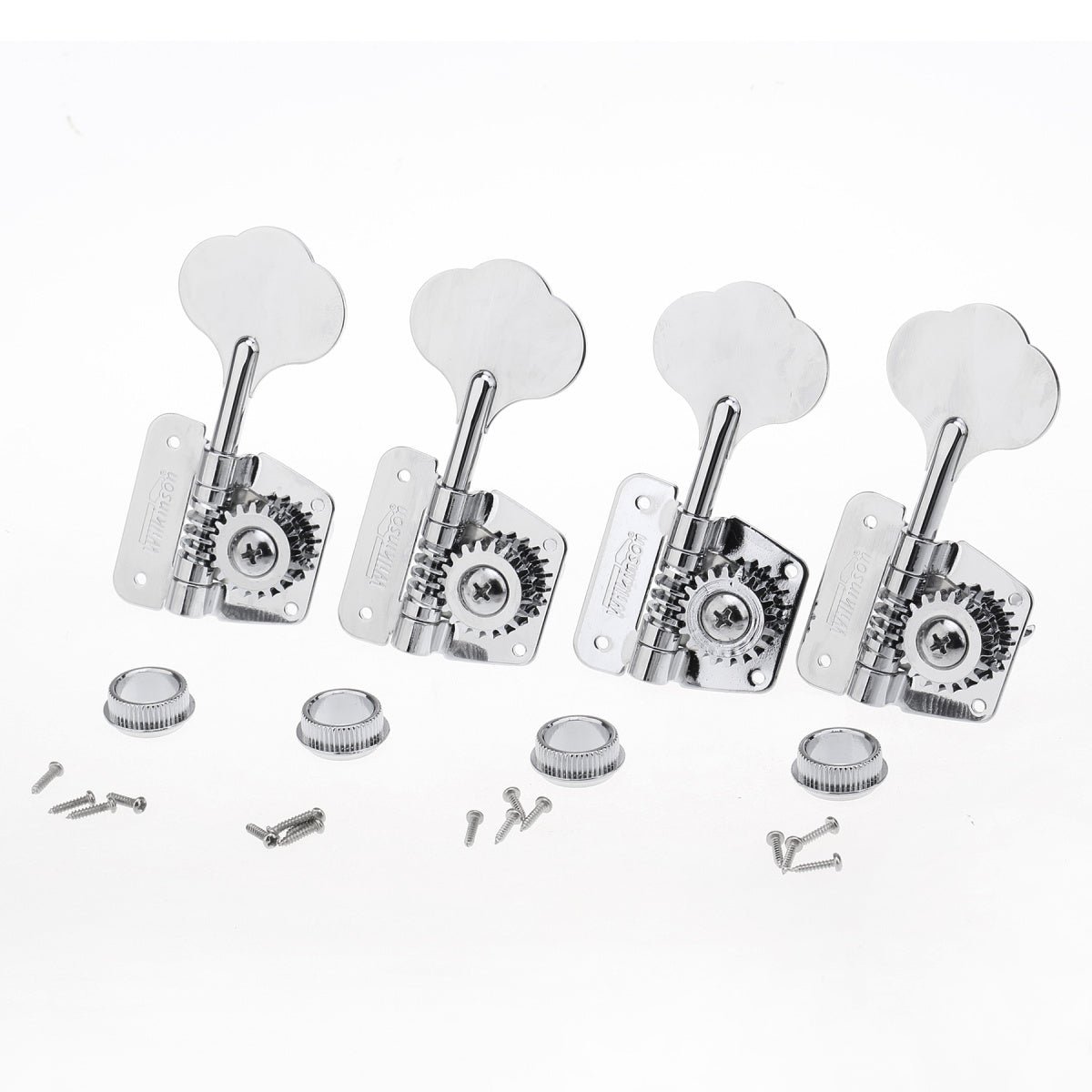 Wilkinson 4-In-Line 70s Vintage Style Bass Tuners Tuning Pegs Keys Machine Heads Set for Precision Jazz Bass, Chrome