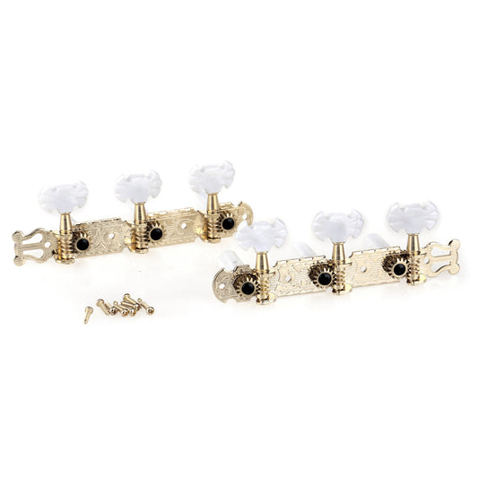 Musiclily Pro 3 on a Plate Lyra Style Classical Guitar Machine Heads Tuning Pegs Keys Tuners Set, Butterfly Button Gold