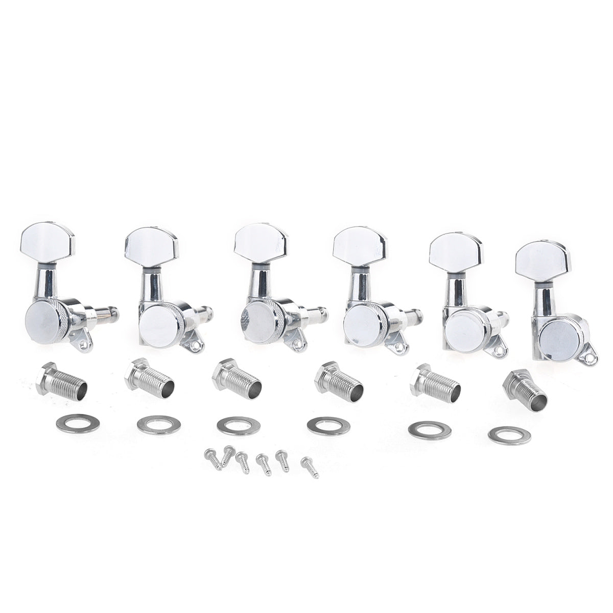 Musiclily Pro 6 in Line Guitar Locking Tuners Tuning Machines Set for Stratocaster Telecaster Style,Chrome