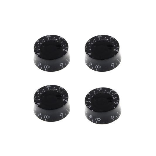 Musiclily 6mm Inch Size Plastic Guitar Speed Control Knobs for Gibson Les Paul Epiphone SG Style, Black with White Number(4 Pieces)