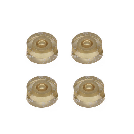 Musiclily 6mm Inch Size Plastic Guitar Speed Control Knobs for Gibson Les Paul Epiphone SG Style, Gold with White Number(4 Pieces)
