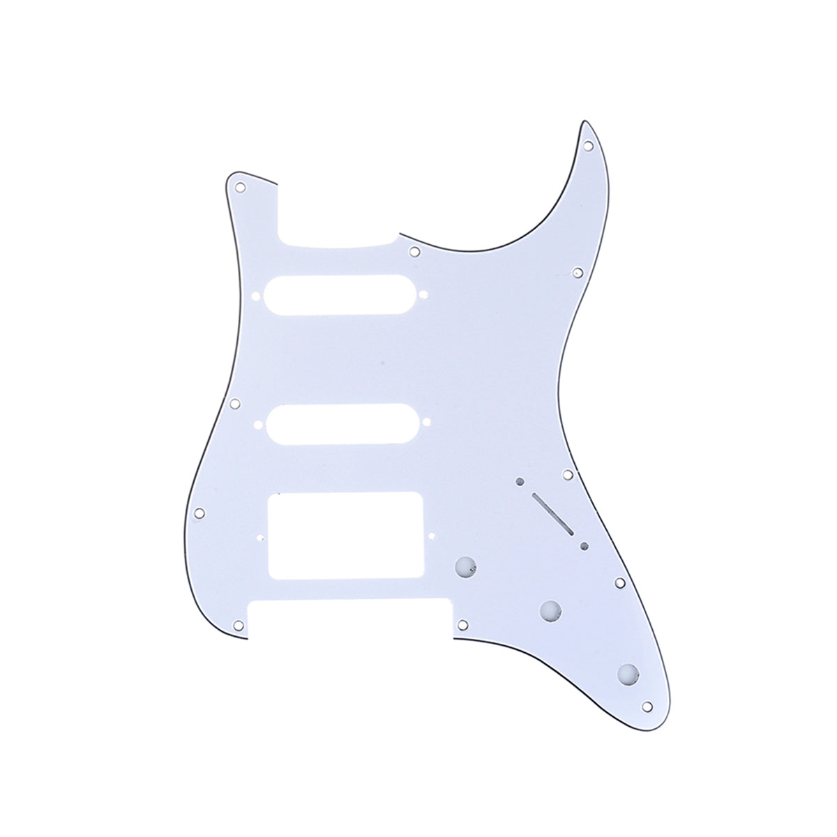 Musiclily Pro 11-Hole Modern Style Strat HSS Guitar Pickguard for American/Mexican Fender Stratocaster Floyd Rose Bridge Cut, 3Ply White