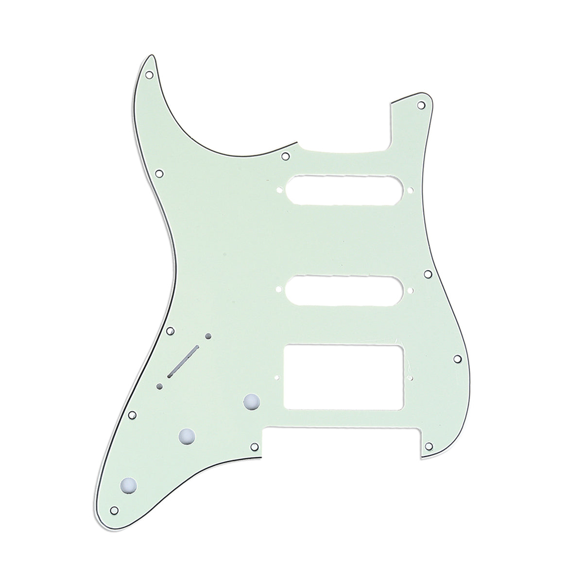Musiclily Pro Left Handed 11-Hole Modern Style Strat HSS Guitar Pickguard for American/Mexican Stratocaster Floyd Rose Bridge Cut, 3Ply Mint Green