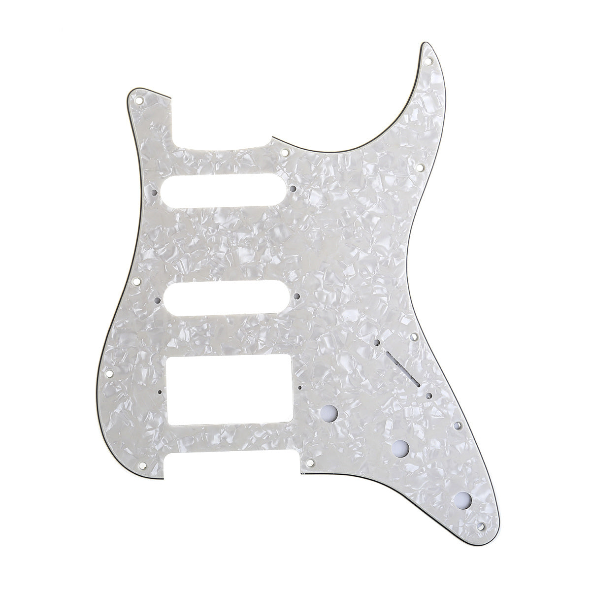Musiclily Pro 11-Hole  HSS Modern Style Strat Guitar Pickguard for American Stratocaster, 4Ply Parchment Pearl