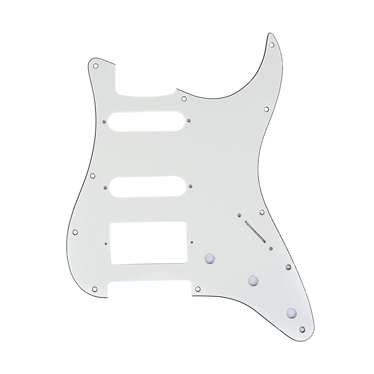 Musiclily Pro 11-Hole Modern Style Strat HSS Pickguard for American Stratocaster Guitar, 3Ply Parchment