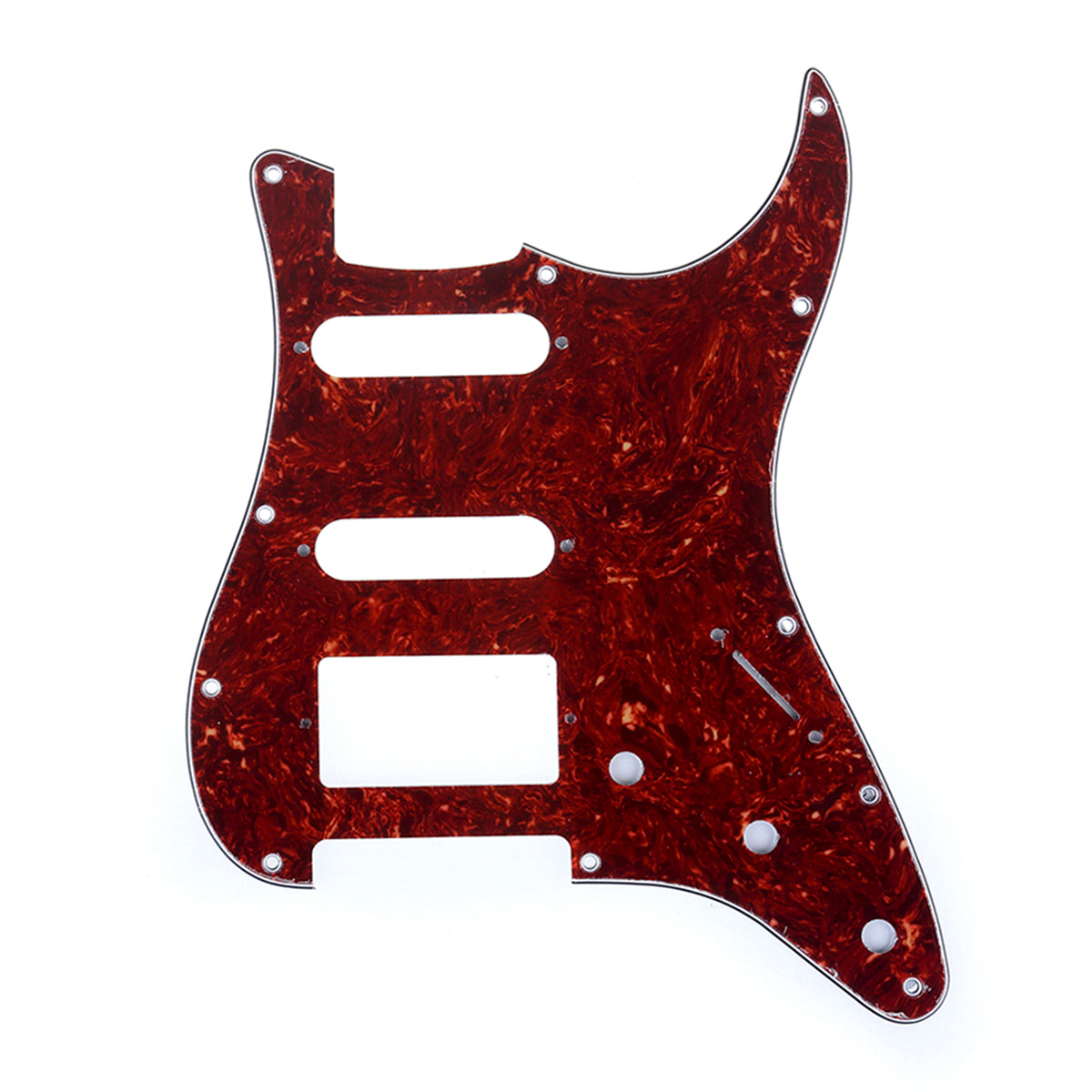 Musiclily Pro 11-Hole Modern Style Strat HSS Pickguard for American Stratocaster Guitar, 4Ply Vintage Tortoise