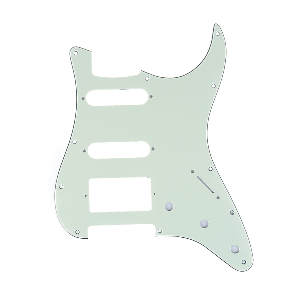 Musiclily Pro 11-Hole Modern Style Strat HSS Pickguard for American Stratocaster Guitar, 3Ply Mint Green