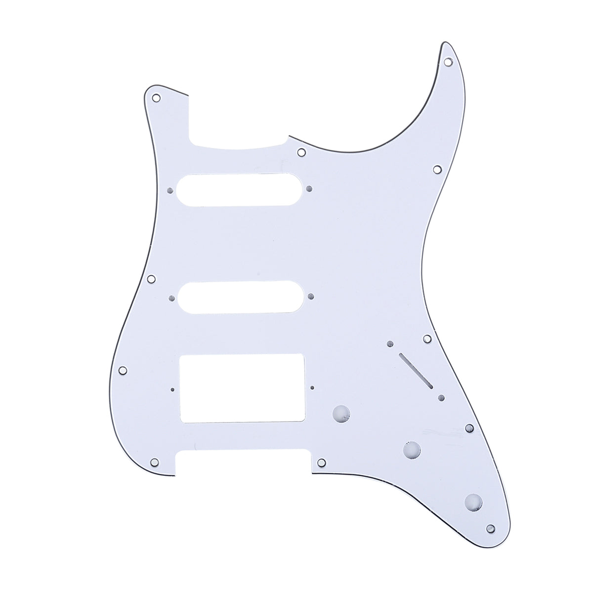 Musiclily Pro 11-Hole Modern Style Strat HSS Pickguard for American Stratocaster Guitar, 3Ply White