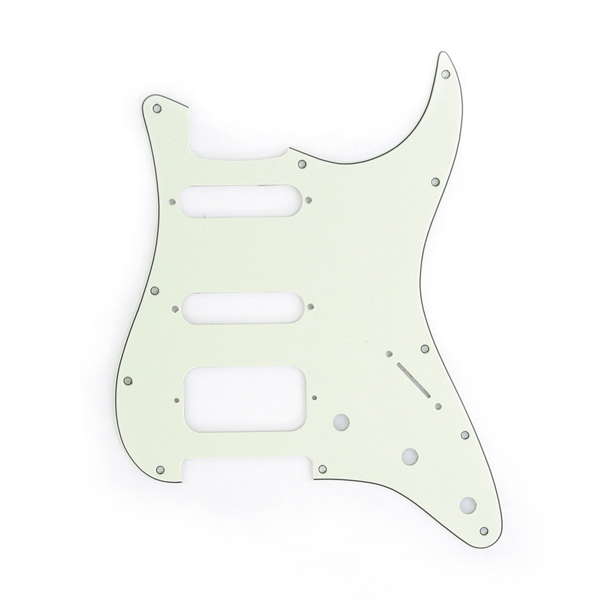 Musiclily Pro 11-Hole Round Corner HSS Guitar Strat Pickguard for USA/Mexican Stratocaster Open Pickup, 3Ply Mint Green