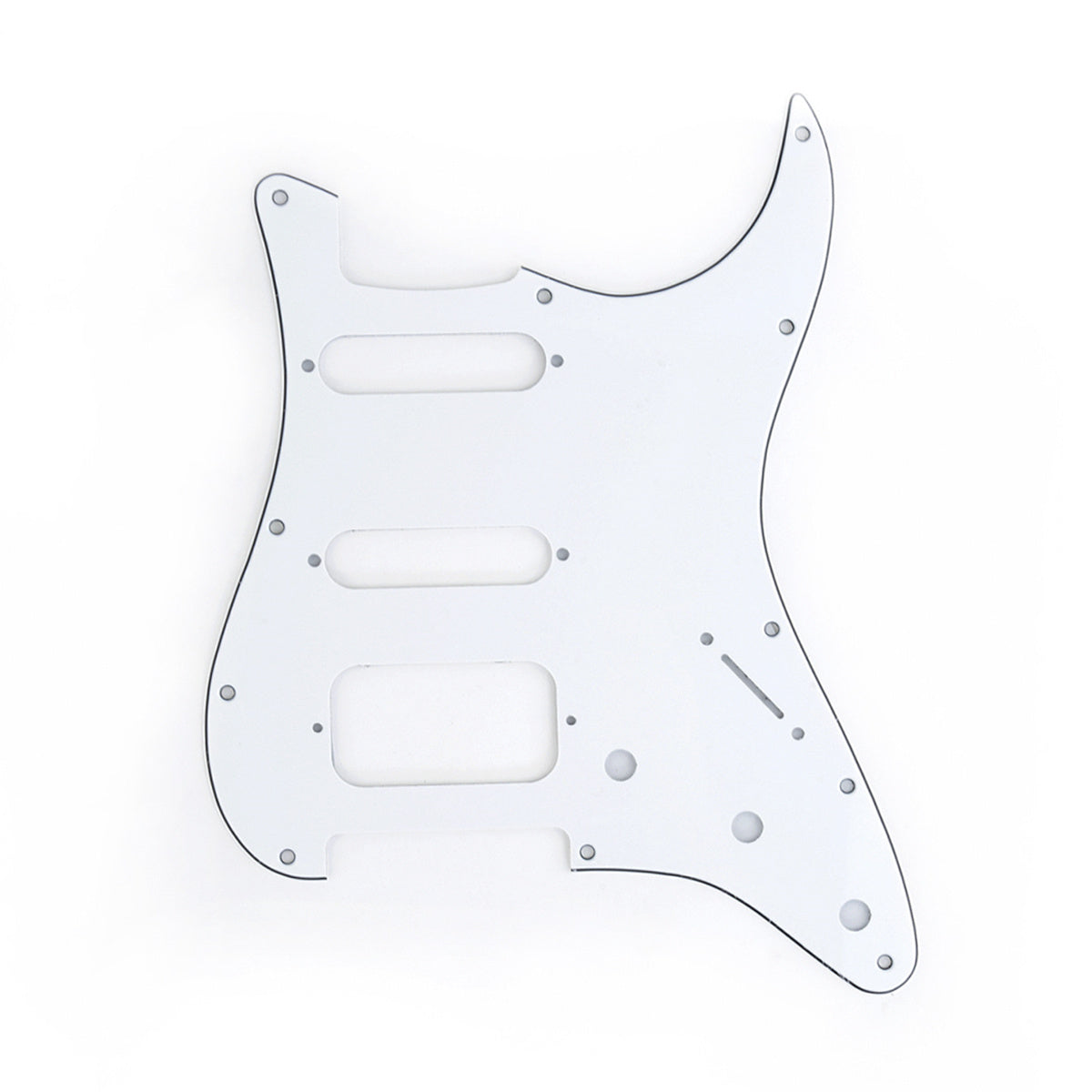 Musiclily Pro 11-Hole Round Corner HSS Guitar Strat Pickguard for USA/Mexican Stratocaster Open Pickup,3Ply White