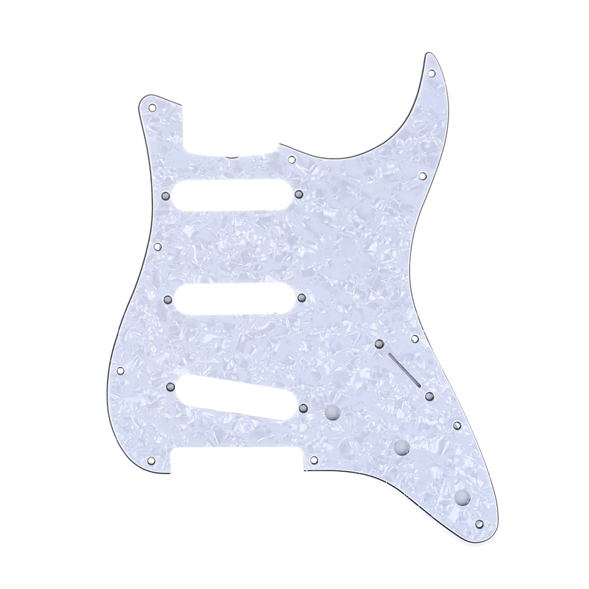 Musiclily Pro 11-Hole 62 Vintage Style SSS Strat Guitar Pickguard for American Stratocaster 62, 4Ply White Pearl