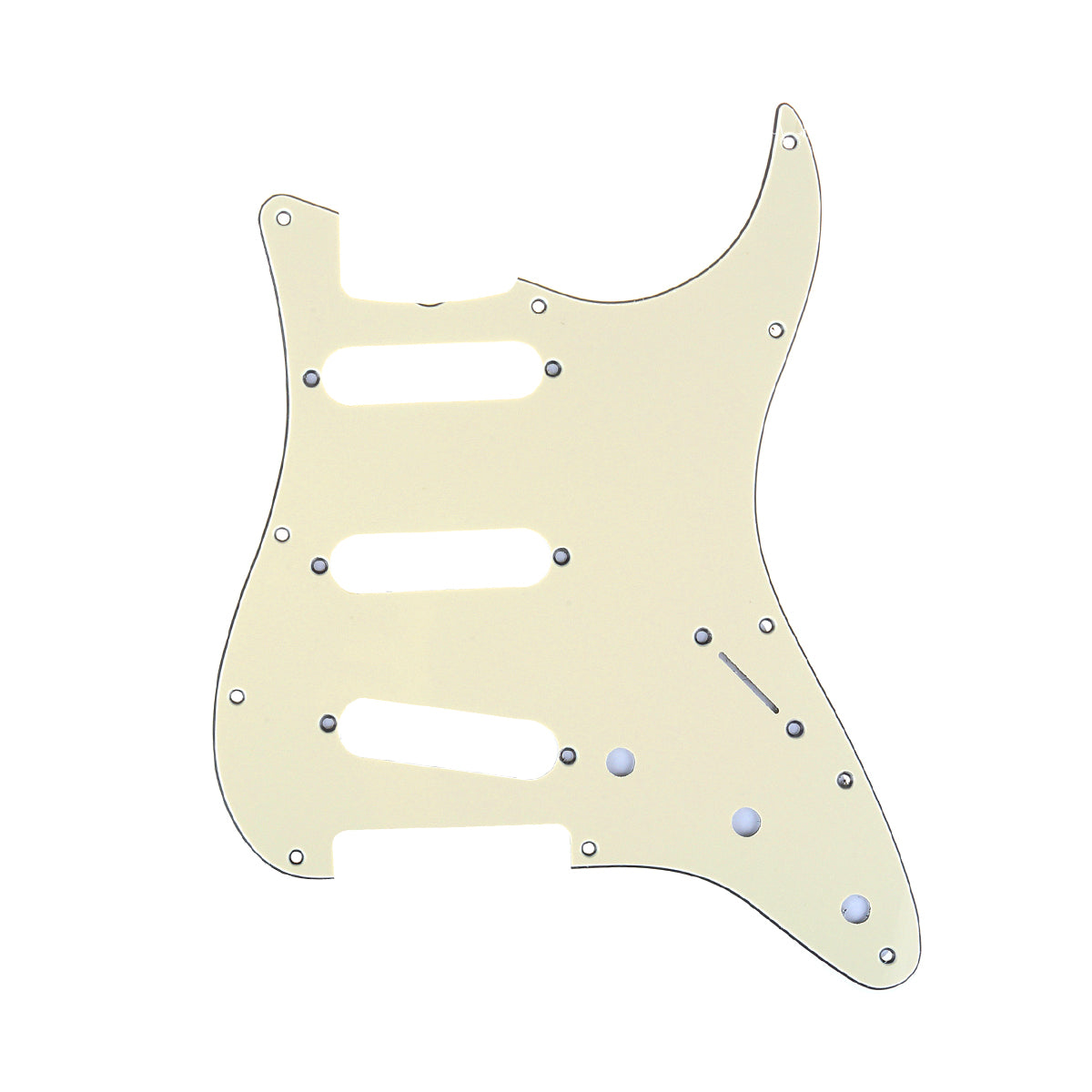 Musiclily Pro 11-Hole 60s 64 Vintage Style Strat SSS Pickguard for American Stratocaster Guitar, 3Ply Cream