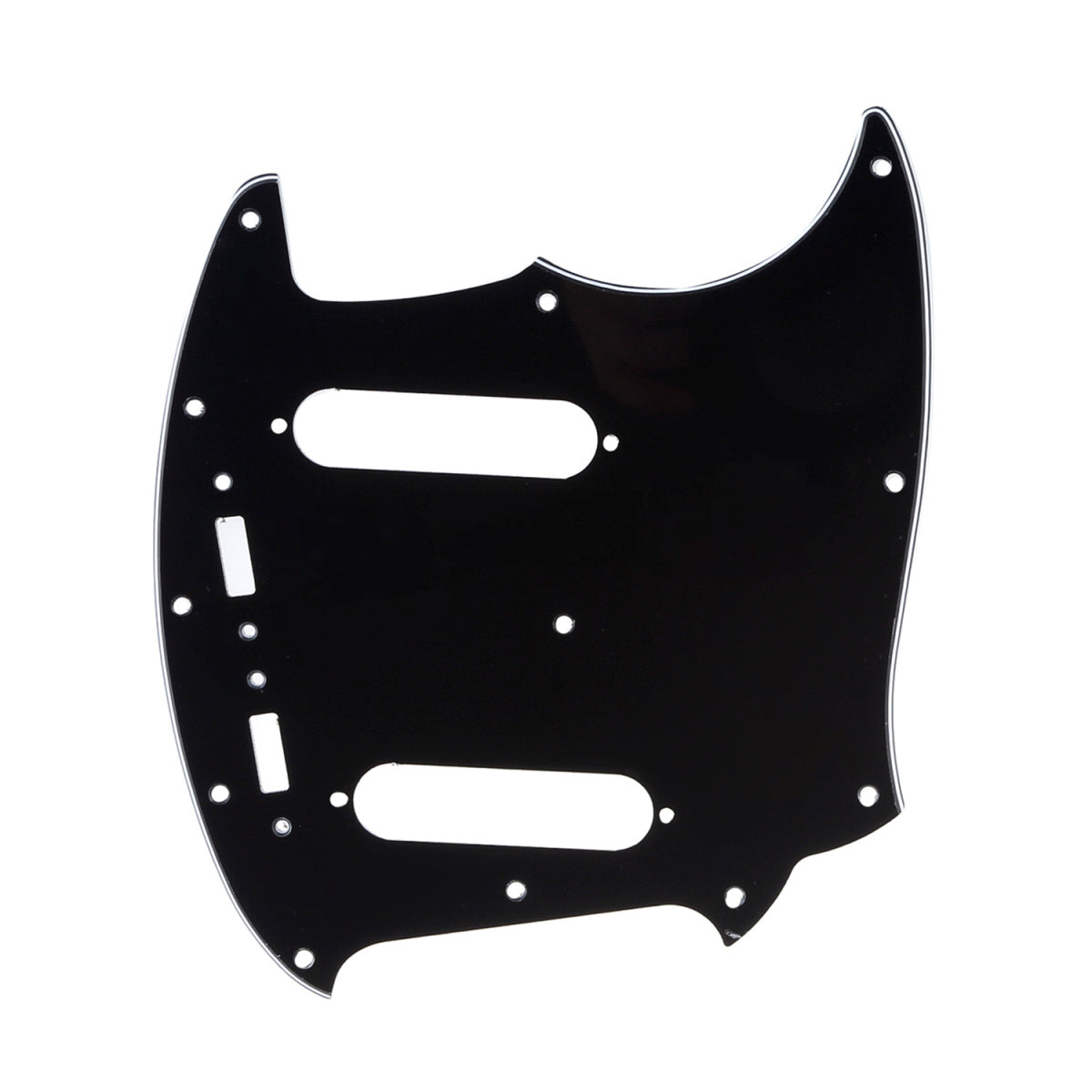 Musiclily Pro 11-Hole Guitar Pickguard for Fender American Mustang, 3Ply Black