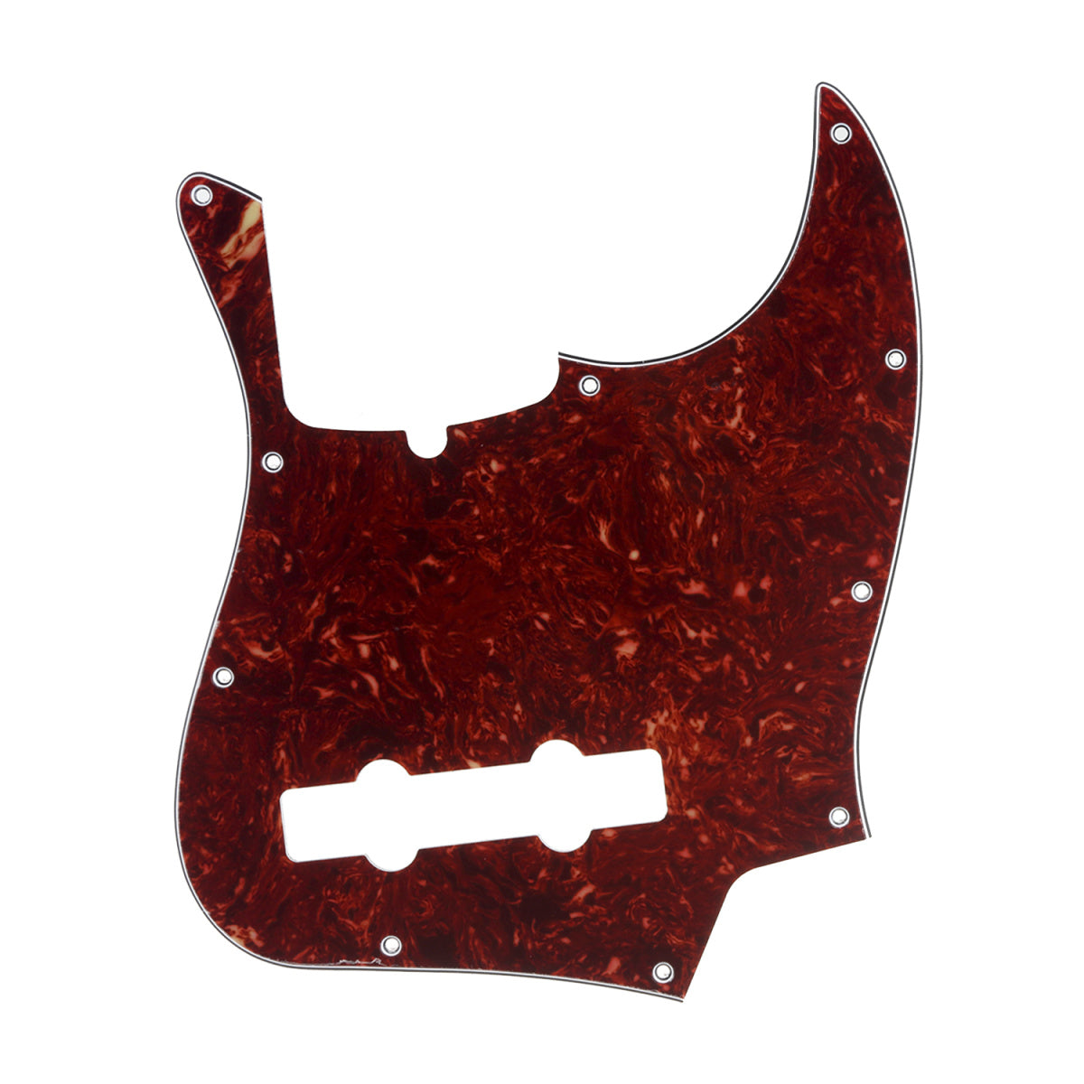 Musiclily Pro 10-Hole Contemporary J Bass Pickguard for Fender Jazz Bass American 5-String, 4Ply Vintage Tortoise