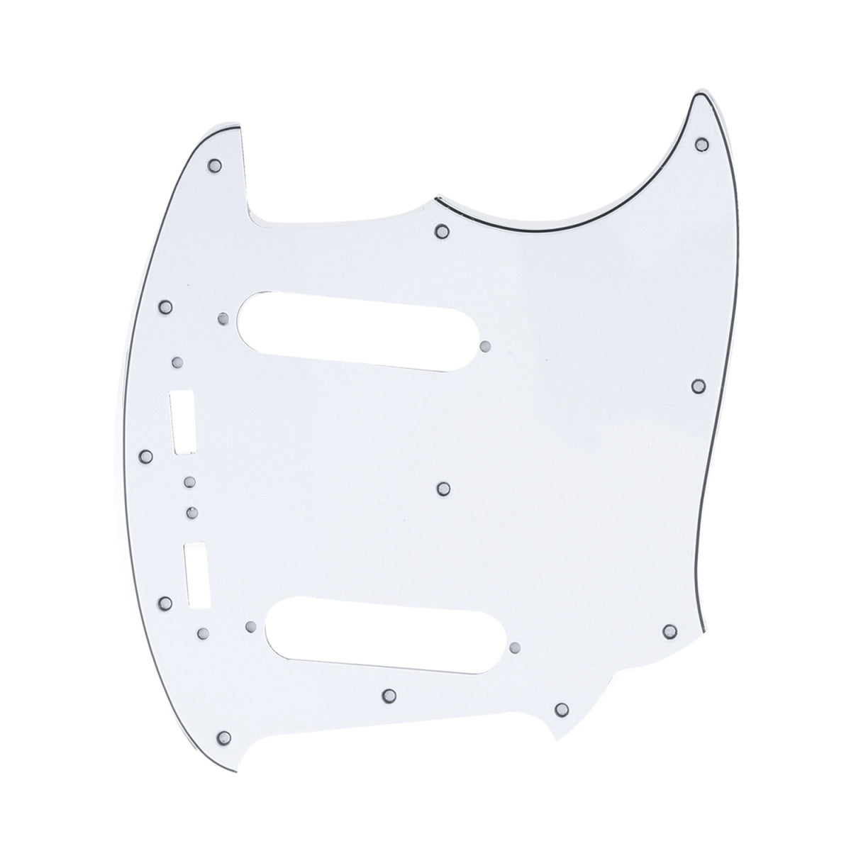 Musiclily Pro 12-Hole Guitar Pickguard for MIJ Fender Japan Mustang, 3Ply White