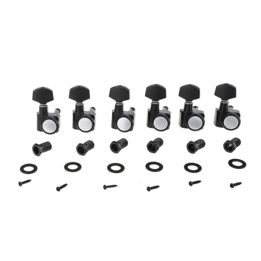 Musiclily Pro 6-in-line 2-pins Guitar Locking Tuners Machine Heads Tuning Pegs Keys Set for Fender Strat/Tele, Black