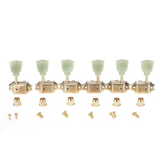 Wilkinson 3L3R Deluxe Vintage Keystone Style Guitar Tuners Machine Heads Tuning Pegs Keys Set for Gibson or Epiphone Les Paul, Gold