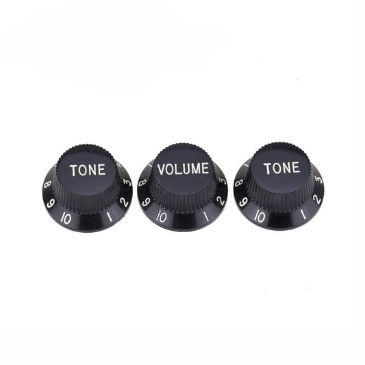 Musiclily Pro Imperial Inch Size 1 Volume 2 Tone Stratocaster Knobs Set for USA Made Strat Style Electric Guitar, Black