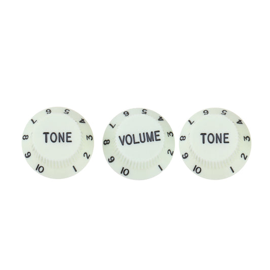 Musiclily Pro Imperial Inch Size 1 Volume 2 Tone Stratocaster Knobs Set for USA Made Strat Style Electric Guitar, Mint Green
