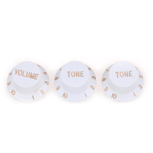 Musiclily Pro Imperial Inch Size 1 Volume 2 Tone Stratocaster Knobs Set for USA Made Strat Style Electric Guitar, White