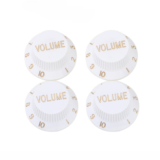 Musiclily Pro Imperial Inch Size Volume Control Knobs for USA Made Strat Style Electric Guitar, White (Set of 4)