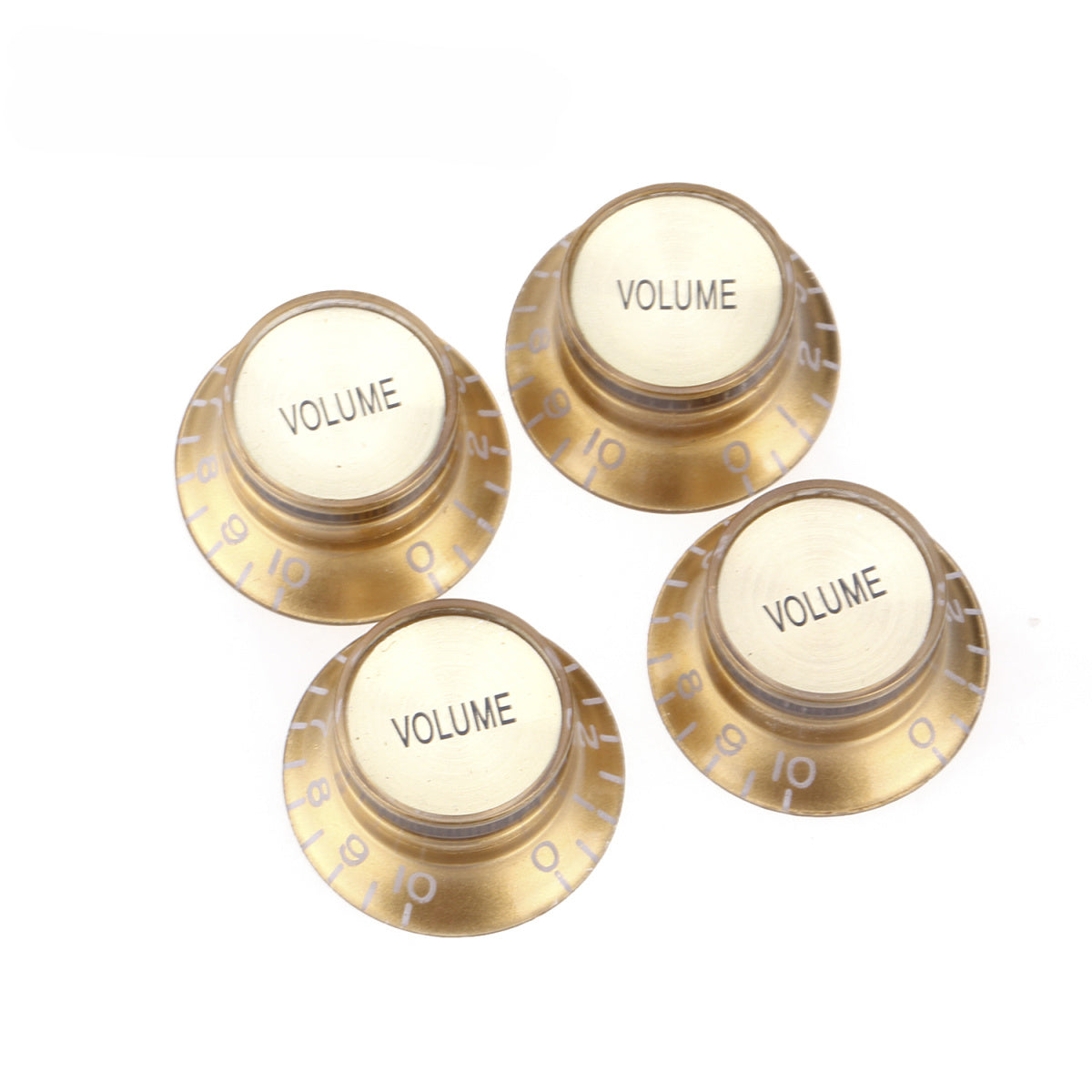 Musiclily Pro Imperial Inch Size Top Hat Bell Reflector Volume Knobs for USA Made Les Paul SG Electric Guitar, Gold with Gold Top (Set of 4)