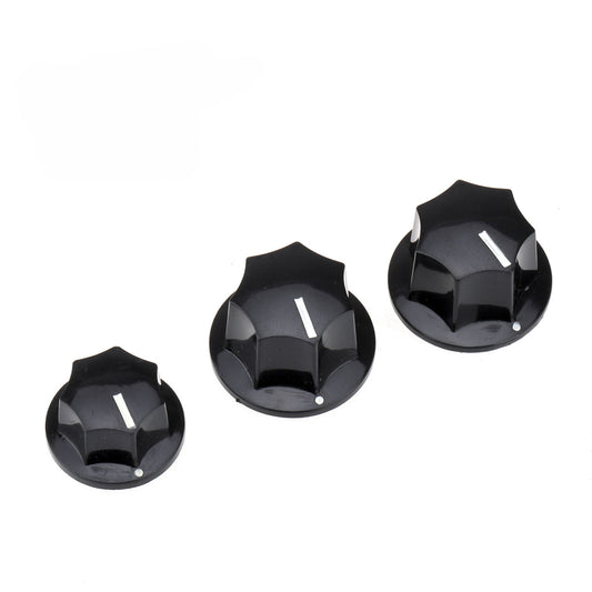 Musiclily Pro Imperial Inch Size 2 Large 1 Small Jazz Bass Knobs Set for USA Made JB Style Bass, Black