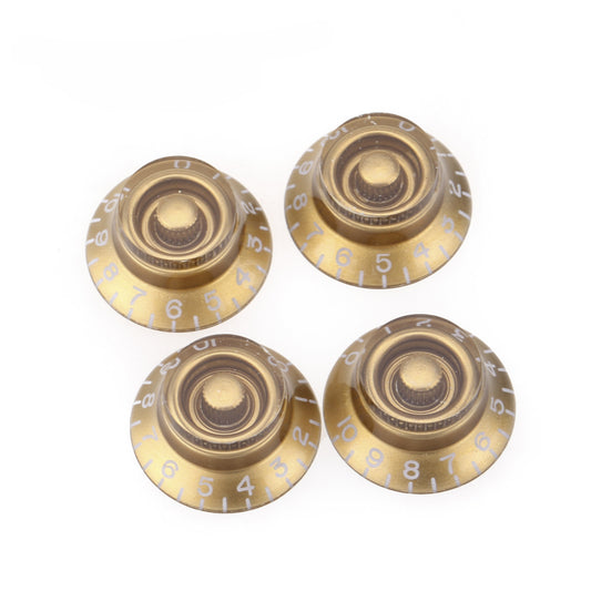 Musiclily Pro Left Handed Imperial Inch Size Bell Top Hat Knobs for USA Made Les Paul Style Electric Guitar,Gold(Set of 4)