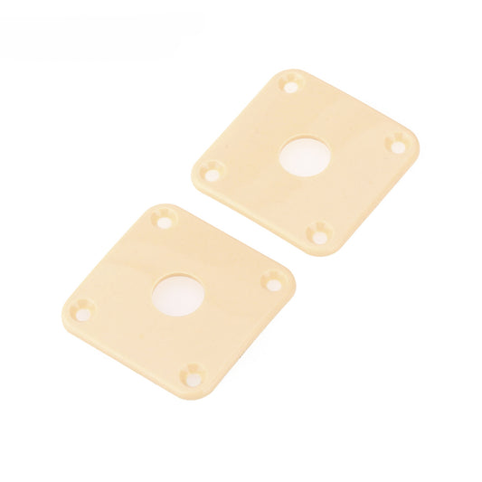 Musiclily Pro Plastic Curved Jack Plate Square Jackplates for Gibson Epiphone Les Paul Guitar, Cream(Set of 2)