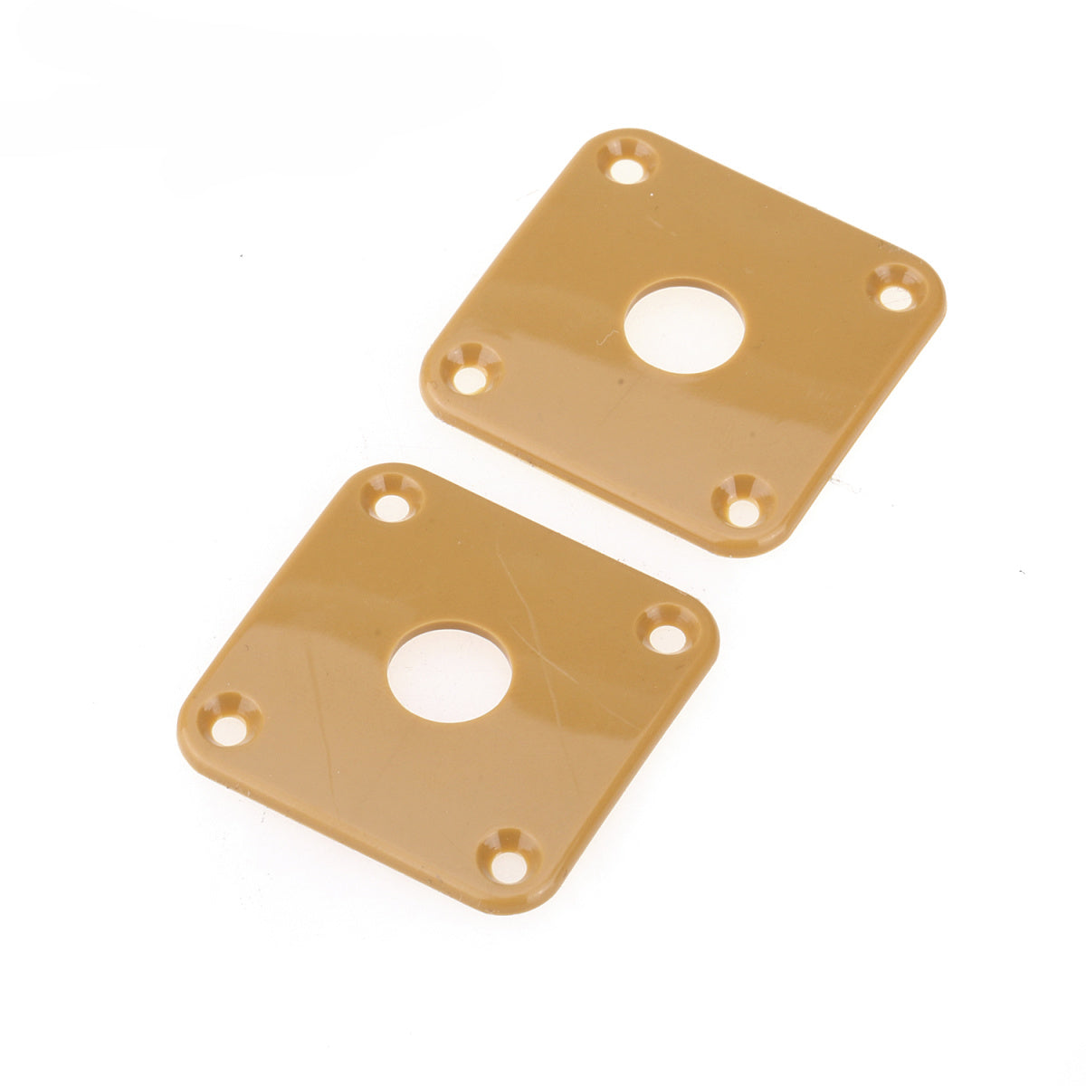 Musiclily Pro Plastic Curved Jack Plate Square  Jackplates for Gibson Epiphone Les Paul Guitar, Brown Cream(Set of 2)