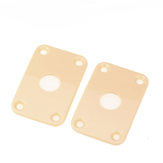 Musiclily Pro Plastic Curved Jack Plate Rectangular Jackplates for Electric Guitar, Cream (Set of 2)